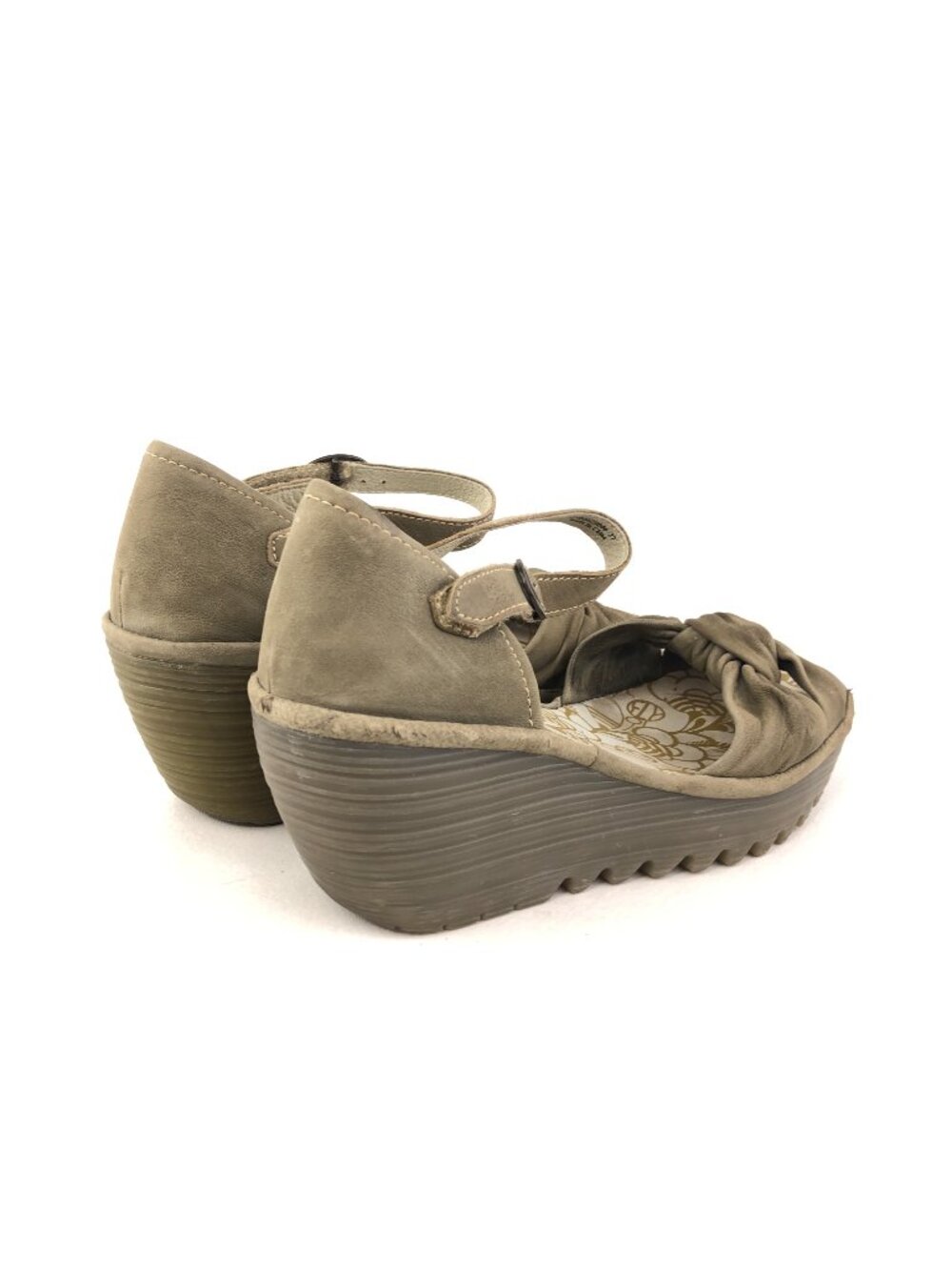 Fly London Yoel Cupido Khaki Wedge Sandals EUR 37 - Picture 5 of 15
